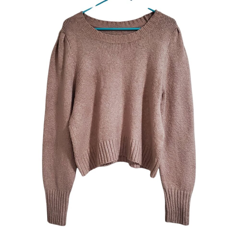 MEAVE for Anthropologie Crewneck Puff Sleeve Worn Crop Sweater - XL - Picture 2 of 9